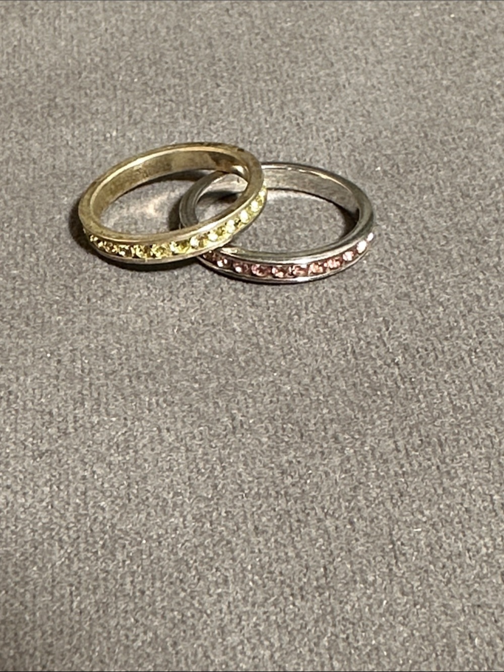 Stackable Pink and Yellow Crystal Eternity Bands - 92.5
